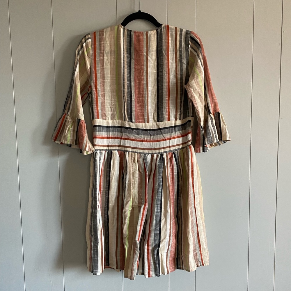 Lulu’s Cream Multi Striped Button-Front Dress - Picture 2 of 7